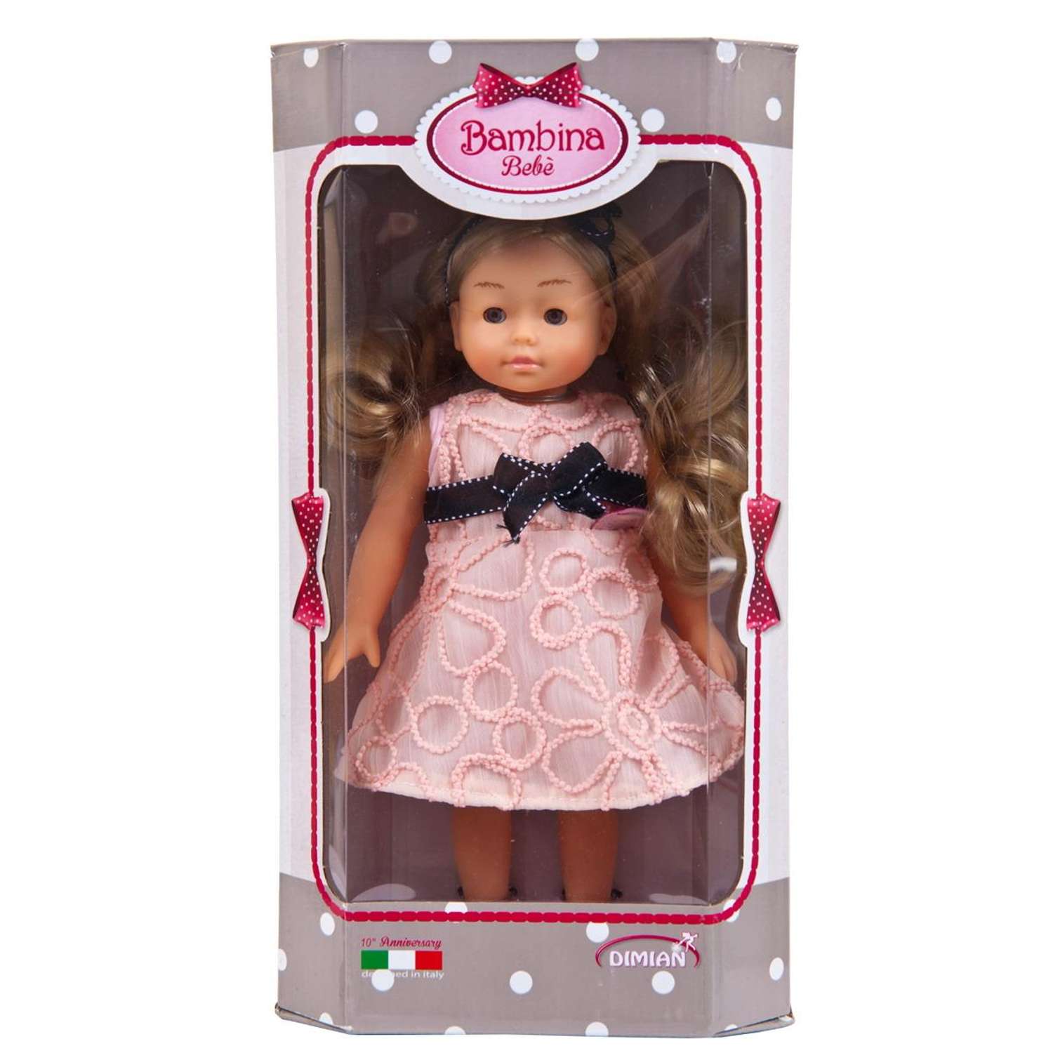 Кукла Bambina Bebe ABTOYS в розовом платье с синим бантом 20 см BD1652-M37/w(5) - фото 2