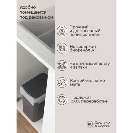 Контейнер Econova для мусора Smart Bin 10л серый