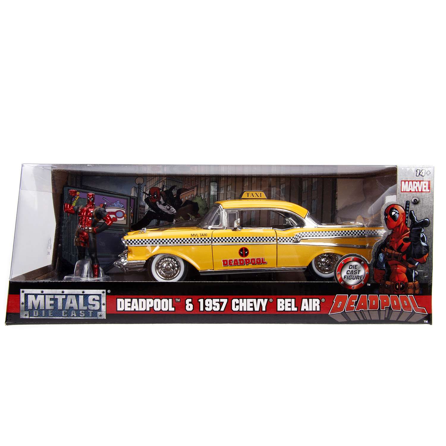 Машина Jada 1:24 Голливудские тачки Chevy Bel Air 1957+фигрука Дэдпула 30290 30290 - фото 2