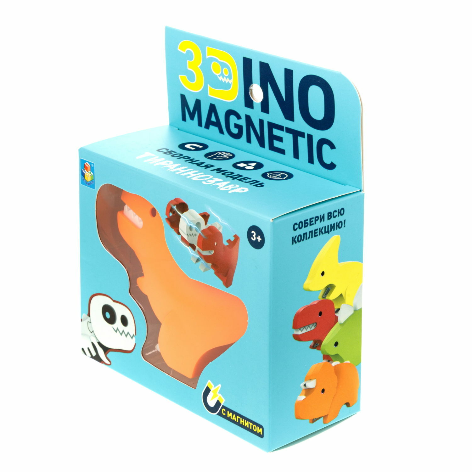 Сборная модель 1TOY 3Dino Magnetic Тираннозавр оранжевый - фото 9