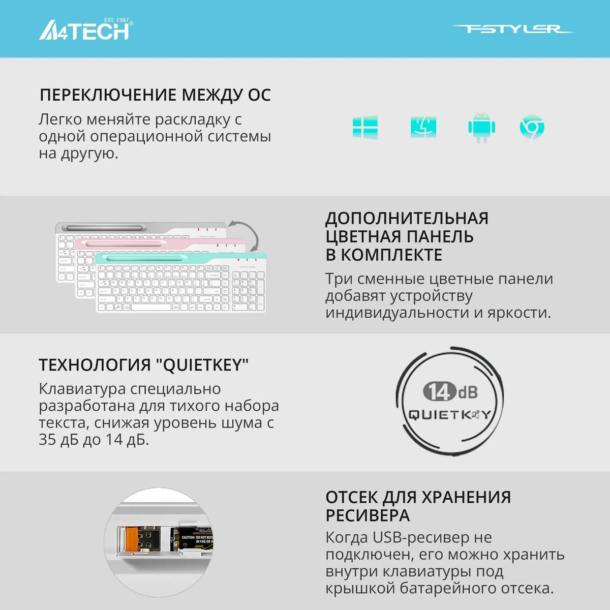 Клавиатура A4TECH Fstyler FBK25 - фото 3