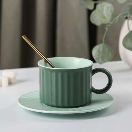 Чайная пара Sima-Land Профитроль чашка 200 мл блюдце цвет зелёный мятный