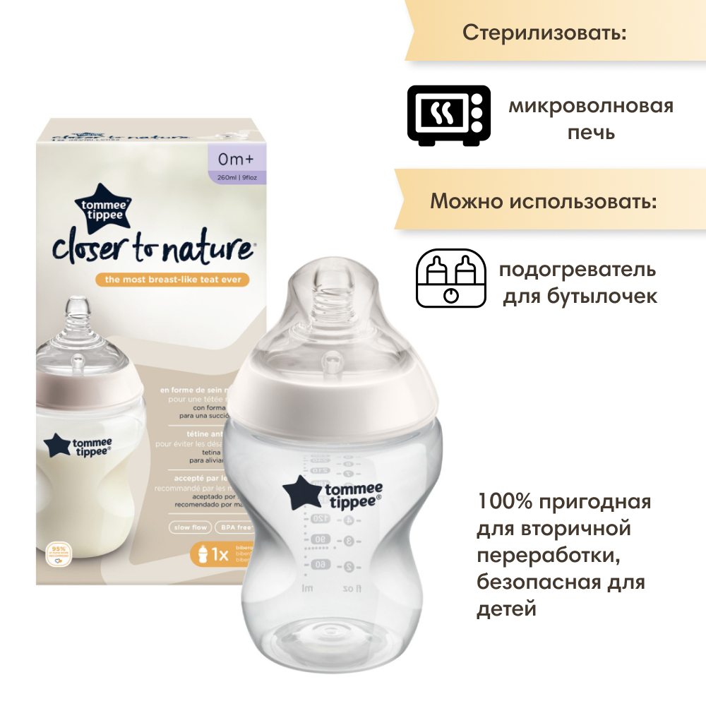 Бутылочка для кормления Tommee tippee Closer to nature 260 мл - фото 4