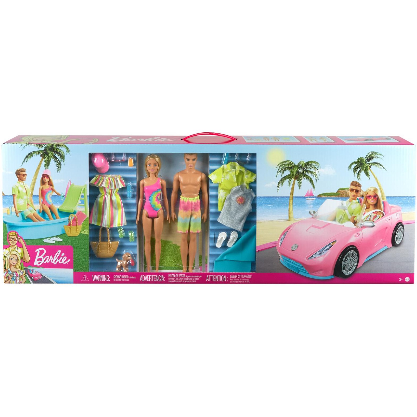 Набор игровой Barbie 2куклы +автомобиль +аксессуары GJB71 купить по цене  1999 ₽ в интернет-магазине Детский мир