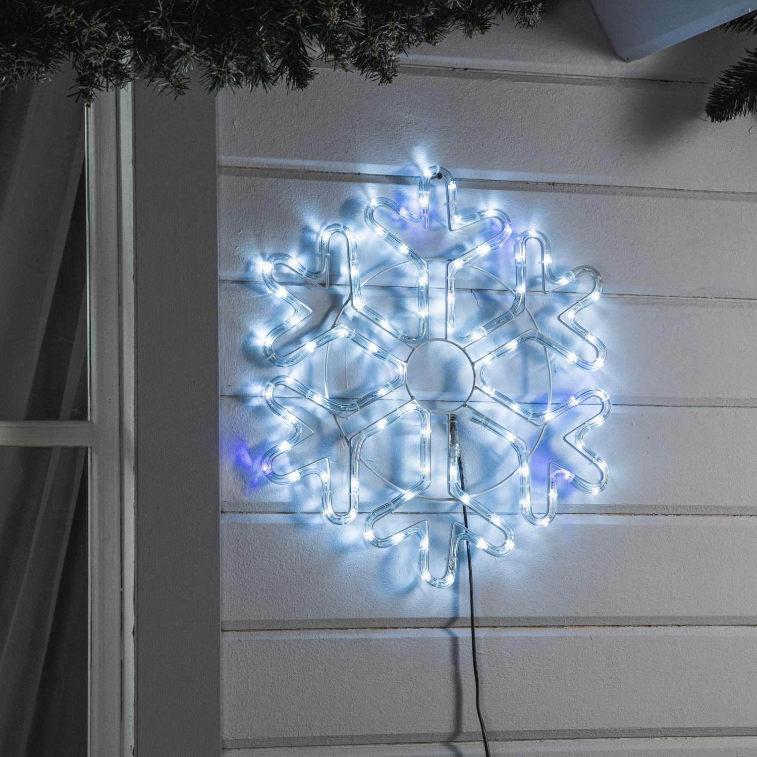 Светодиодная фигура Luazon «Снежинка» 52 см дюралайт 96 LED 220 В мерцание свечение белый/синий - фото 1