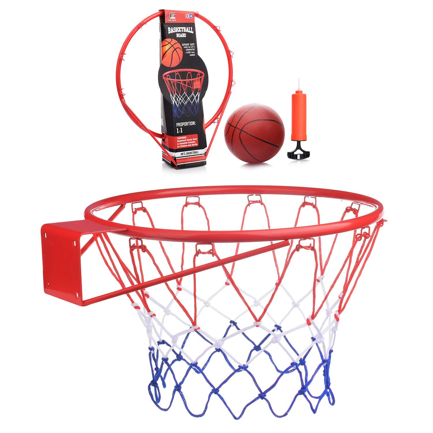 Баскетбольное кольцо Ural Toys металлическое d45 см мяч насос - фото 2