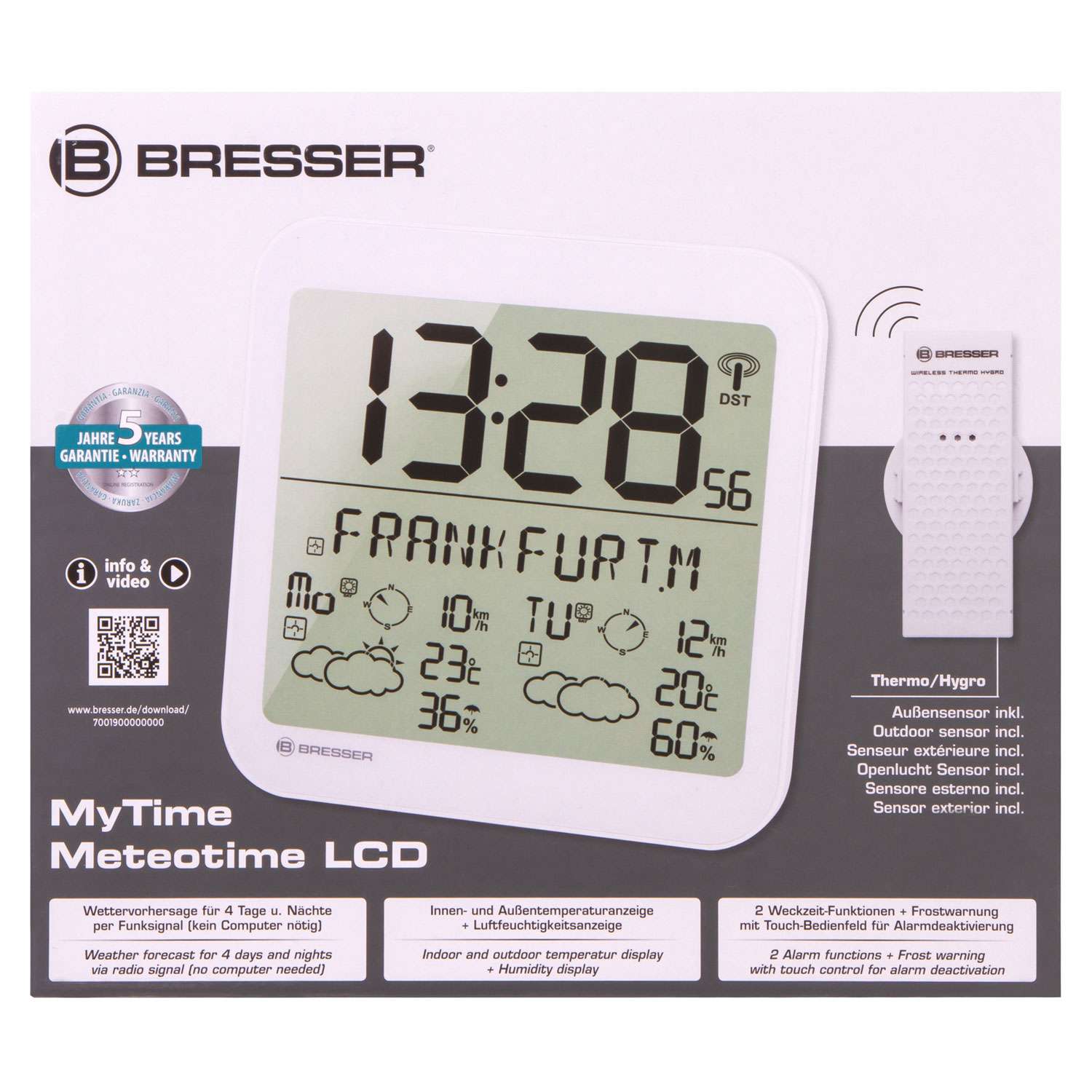 Часы настенные Bresser MyTime Meteotime LCD белые - фото 17
