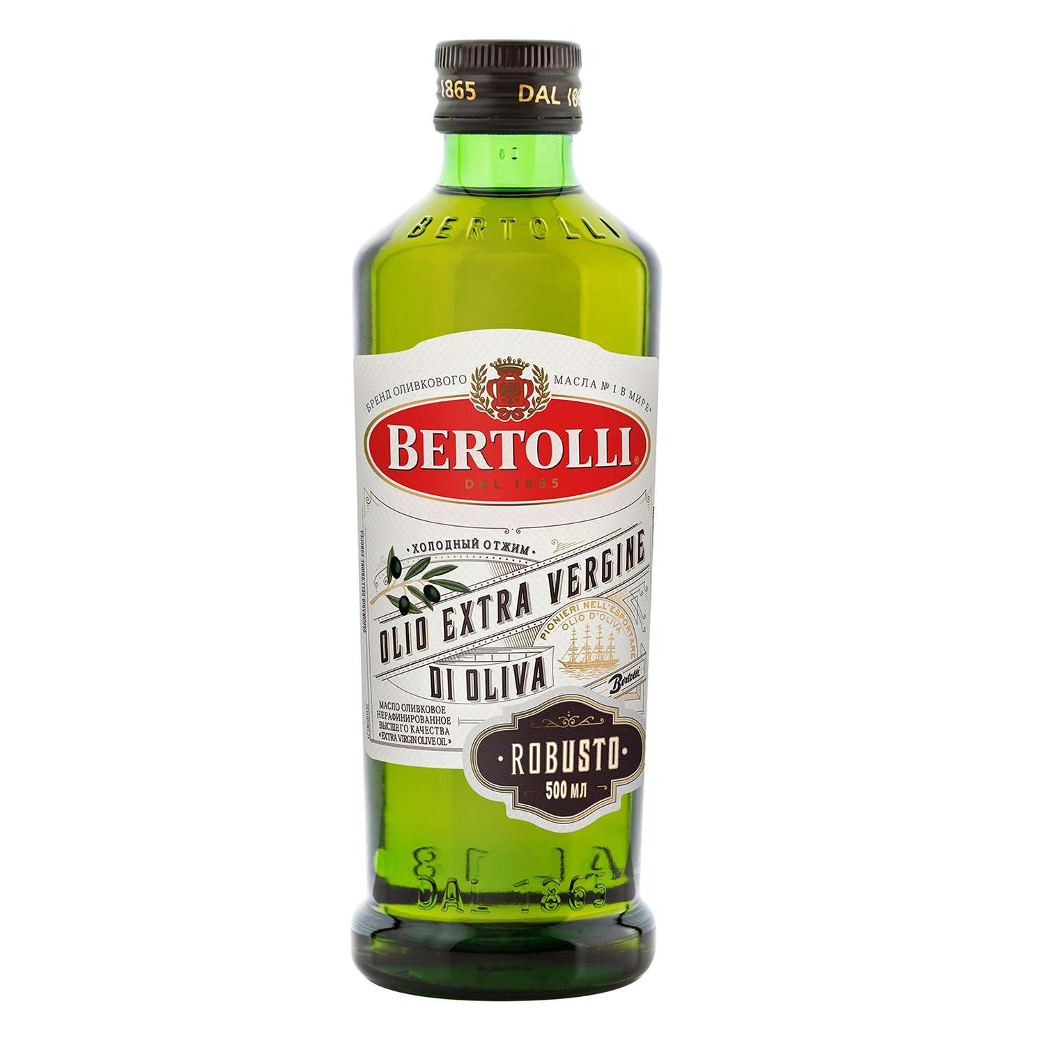 Масло Bertolli Extra Virgin Olive Robussto оливковое нерафинированное 500мл - фото 1