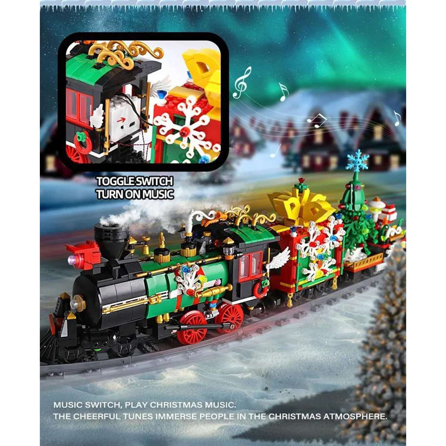 Конструктор Mould King Рождественский поезд на радиоуправлении 1296 деталей - фото 6