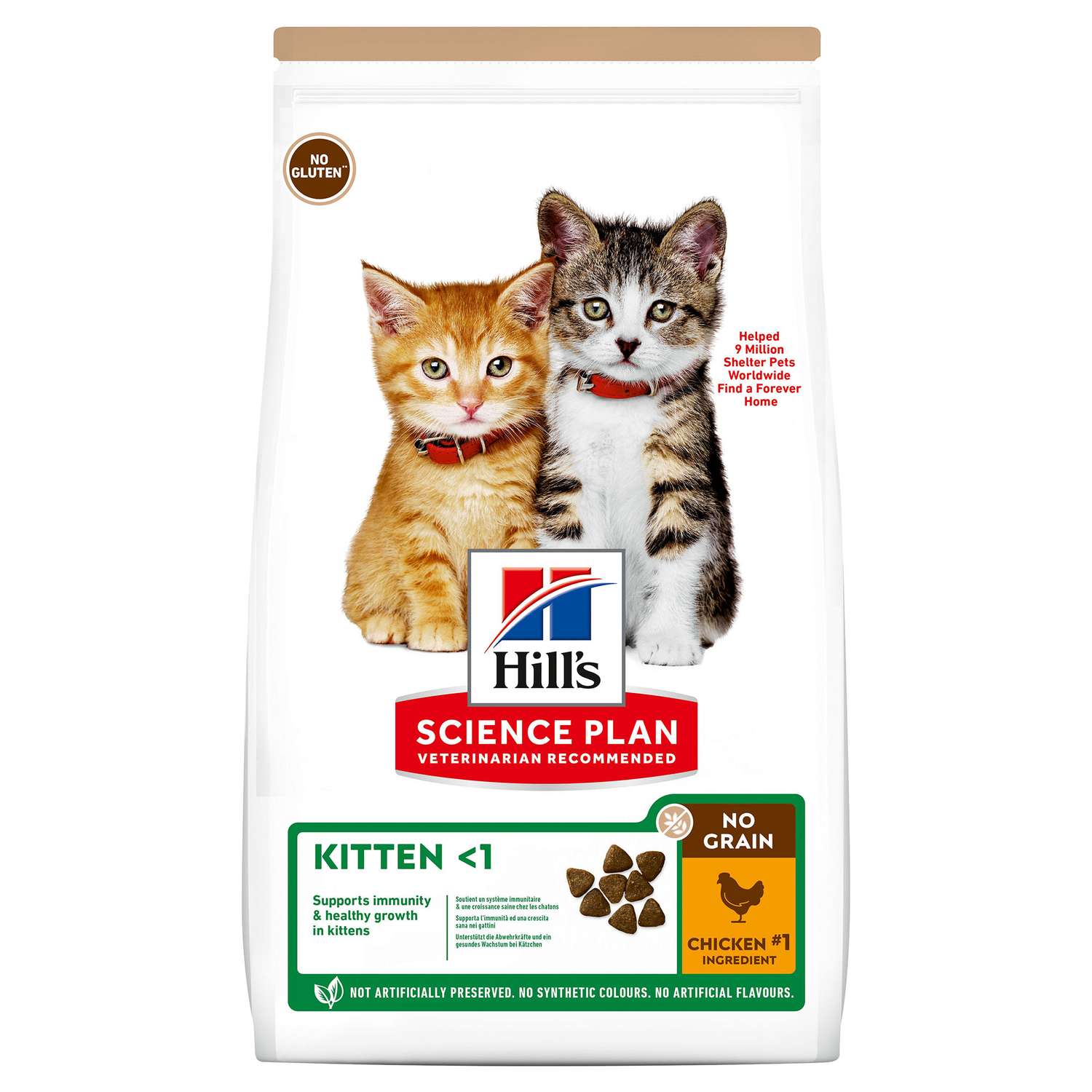 Корм для котят HILLS 1.5 кг Science Plan No Grain беззлаковый с курицей - фото 1