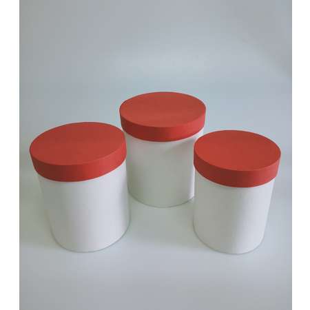 Набор подарочных коробок Cartonnage Набор из 3 круглых Радуга красный белый