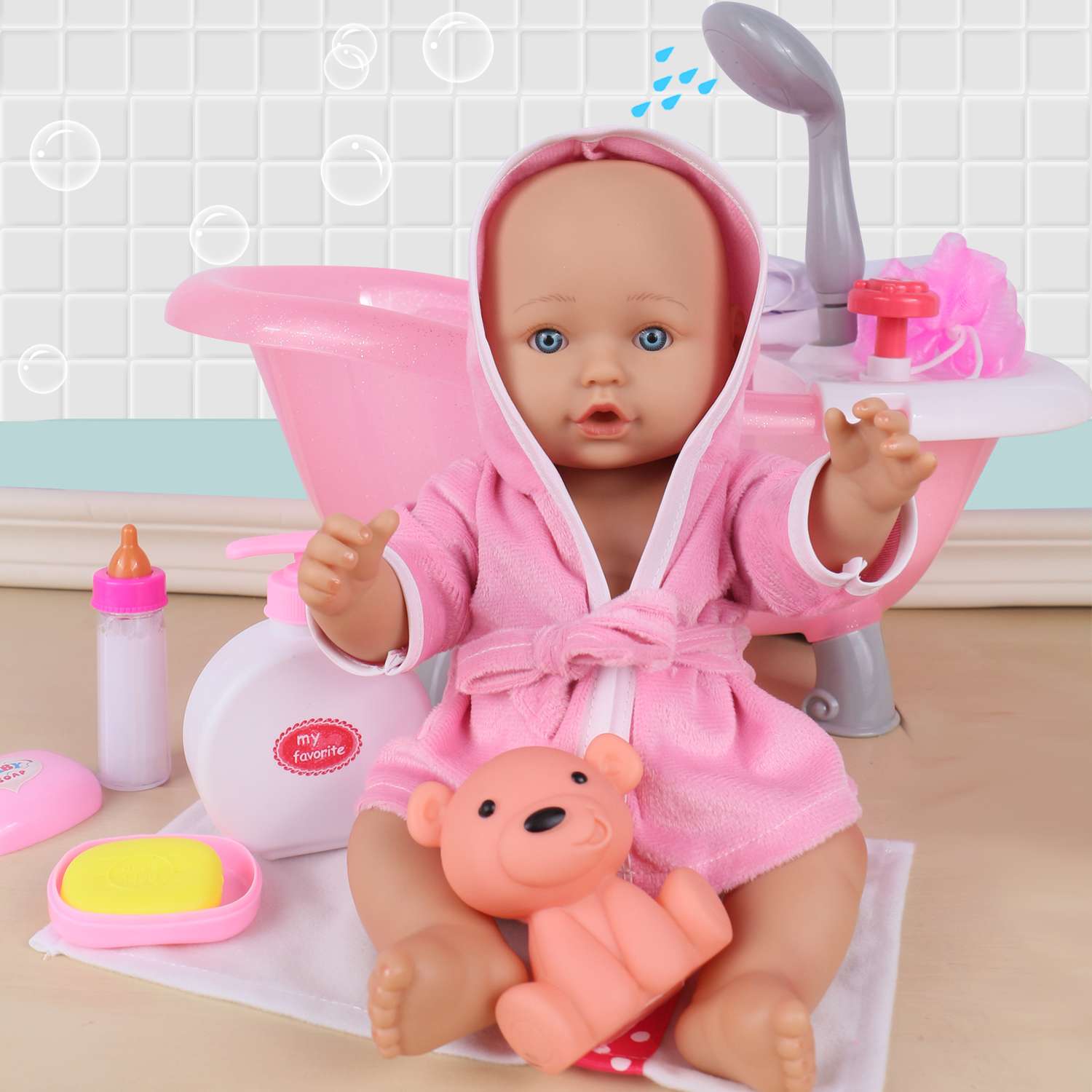 Кукла Пупс QA BABY Мона Реборн набор игрушки для ванны для девочек с ванной 35 см 3507 - фото 12