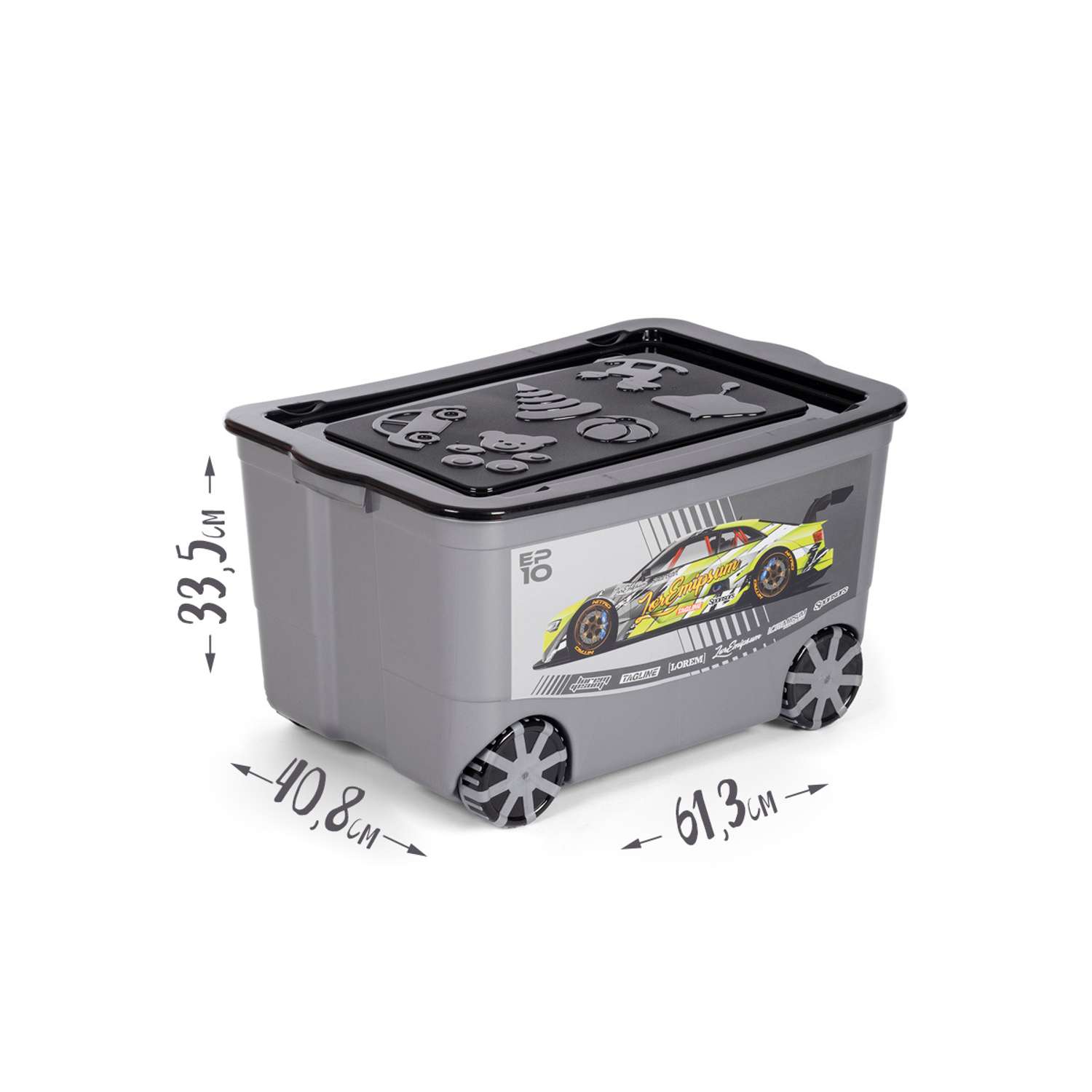 Ящик для игрушек elfplast KidsBox на колёсах темно серый черный - фото 2