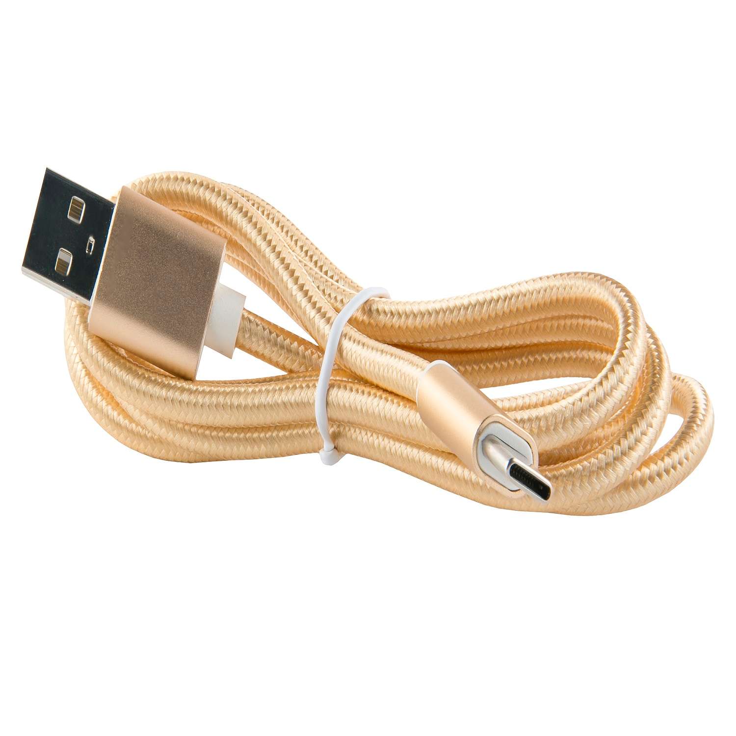 Дата-кабель RedLine USB - Type-C 3.0 нейлоновая оплетка золотой - фото 1
