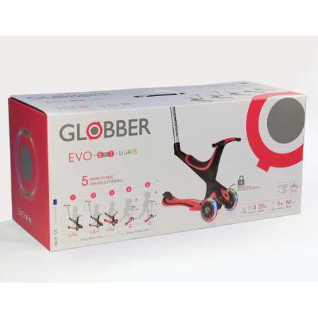 Самокат Globber Evo 5 в 1 Lights Розовый 457-110