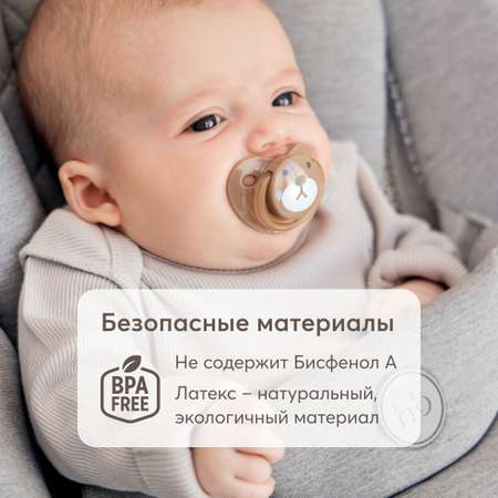 Пустышка Happy Baby с колпачком с 0месяцев 13022 bear