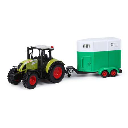 Машинка Mobicaro 1:32 Claas Tractor с загоном для лошадей