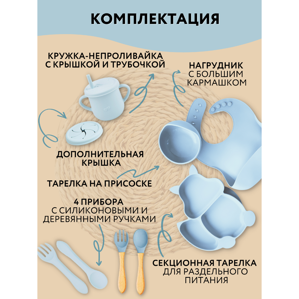 Набор детской посуды PlayKid голубой - фото 4