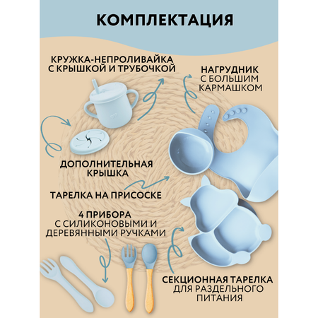 Набор детской посуды PlayKid голубой