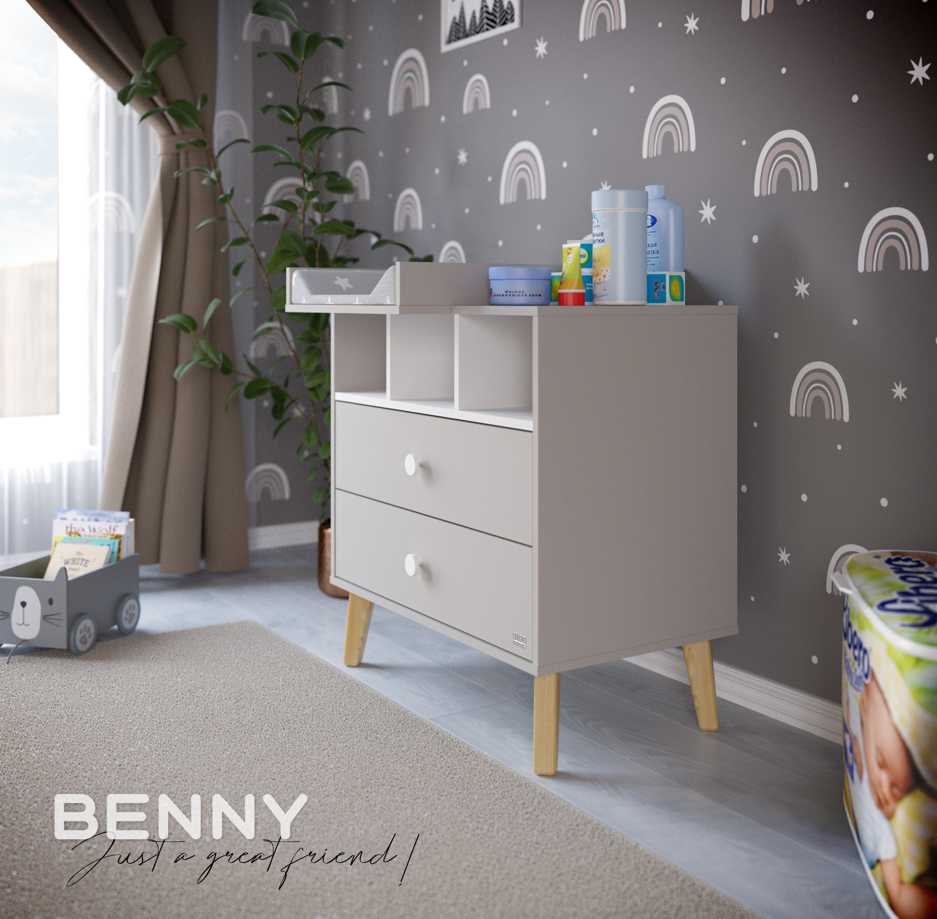 Пеленальный комод aton baby furniture Benny кашемир белый - фото 3