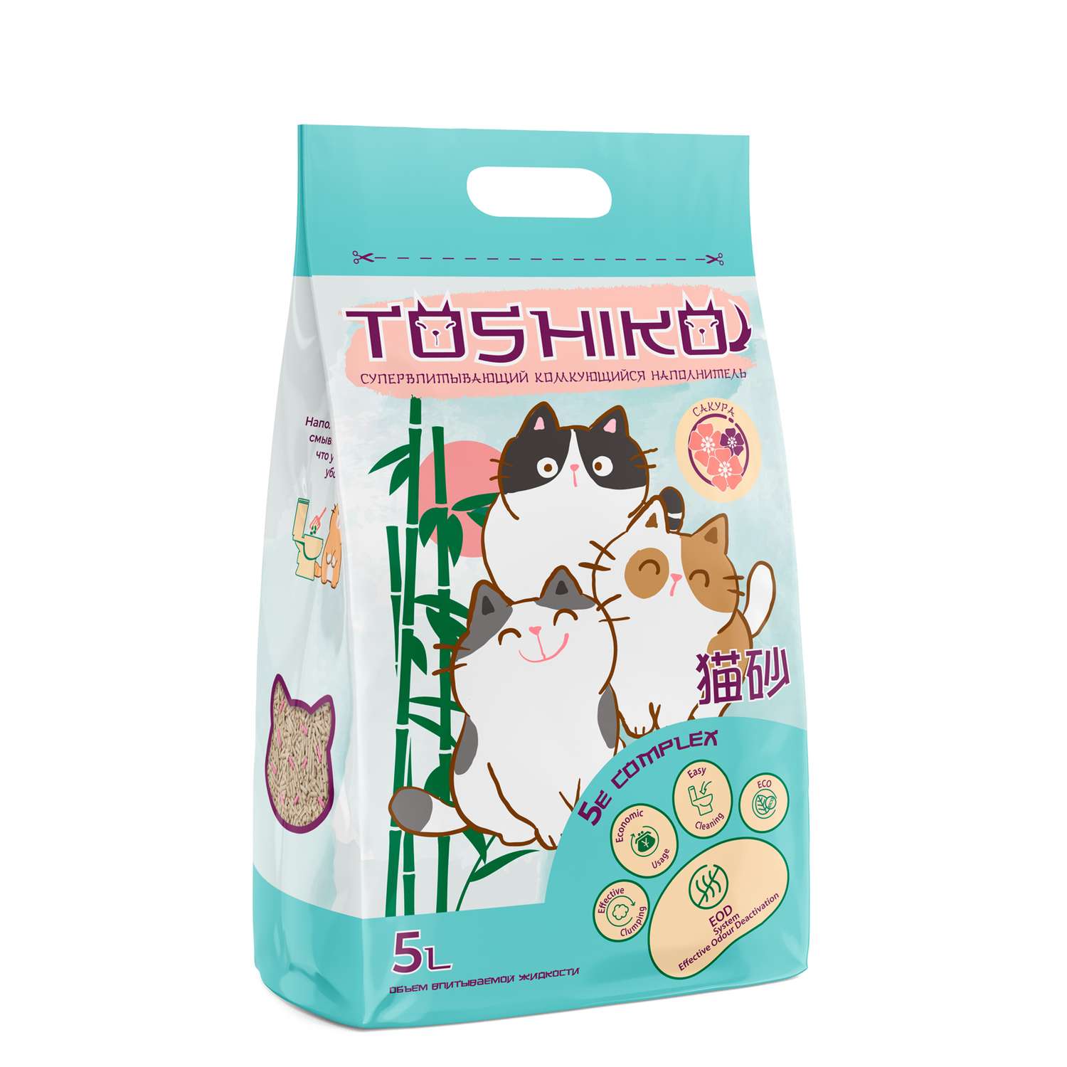 Наполнитель для кошек Toshiko Сакура комкующийся древесный 5л - фото 1