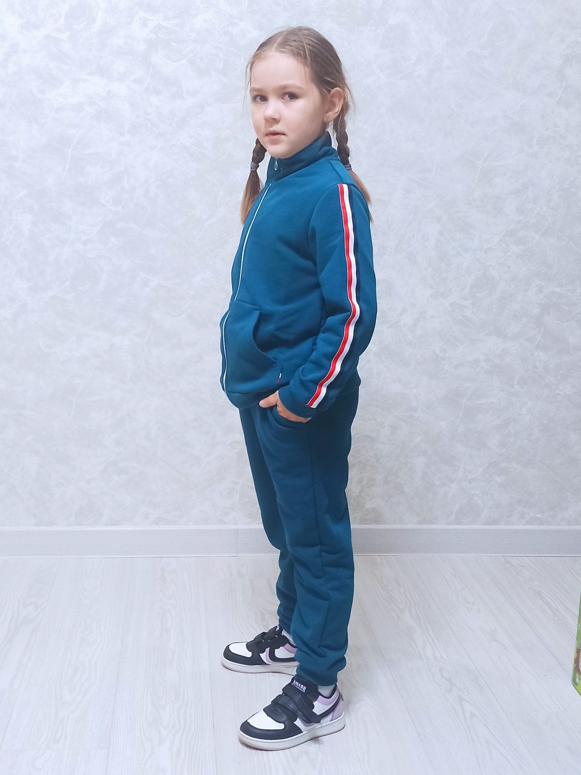 Спортивный костюм Агапэ 8011-1_петроль лампас - фото 3