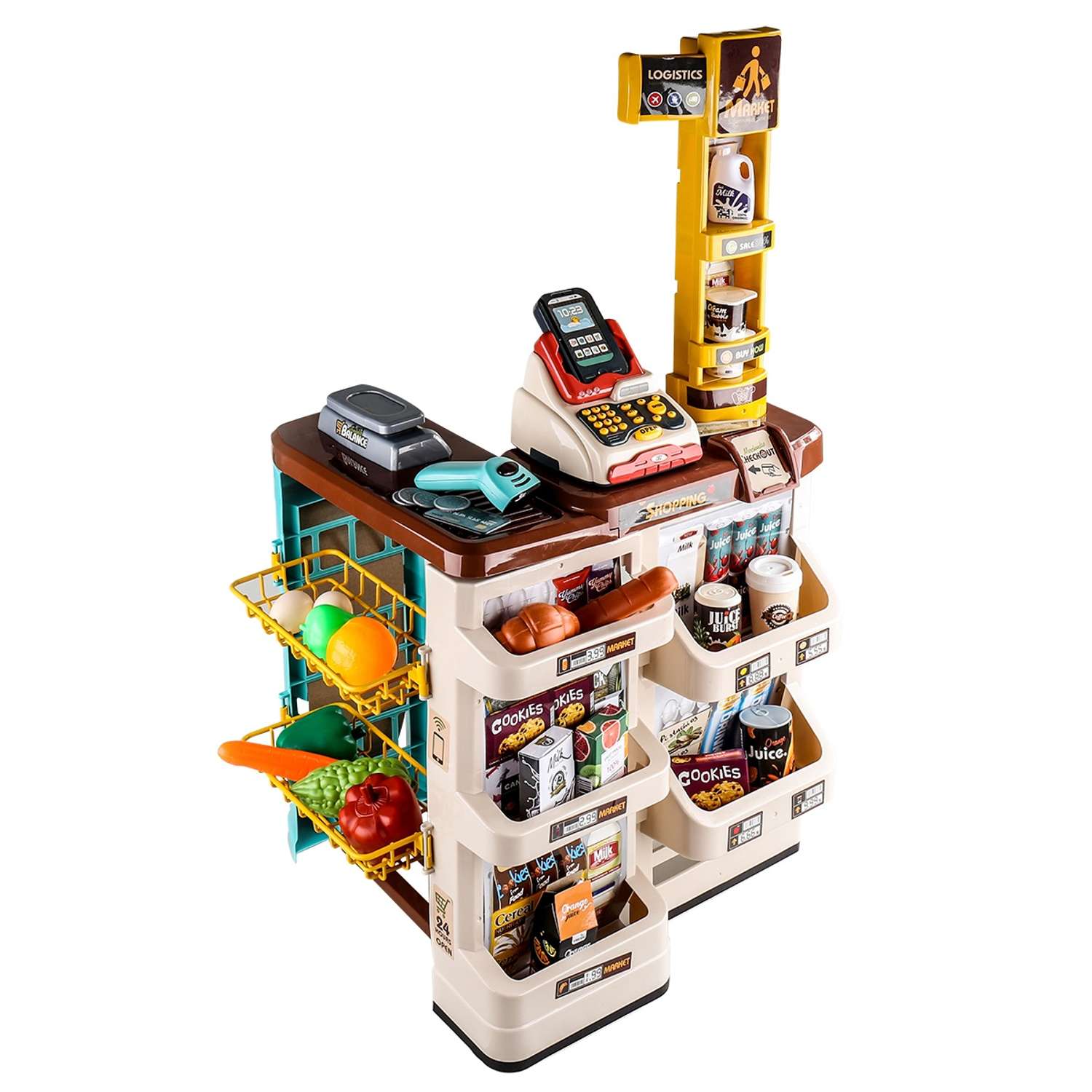 Игровой набор Jiacheng Супермаркет с корзинкой и продуктами 48 предметов - фото 2
