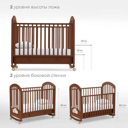 Детская кроватка Nuovita прямоугольная, без маятника (темный орех)