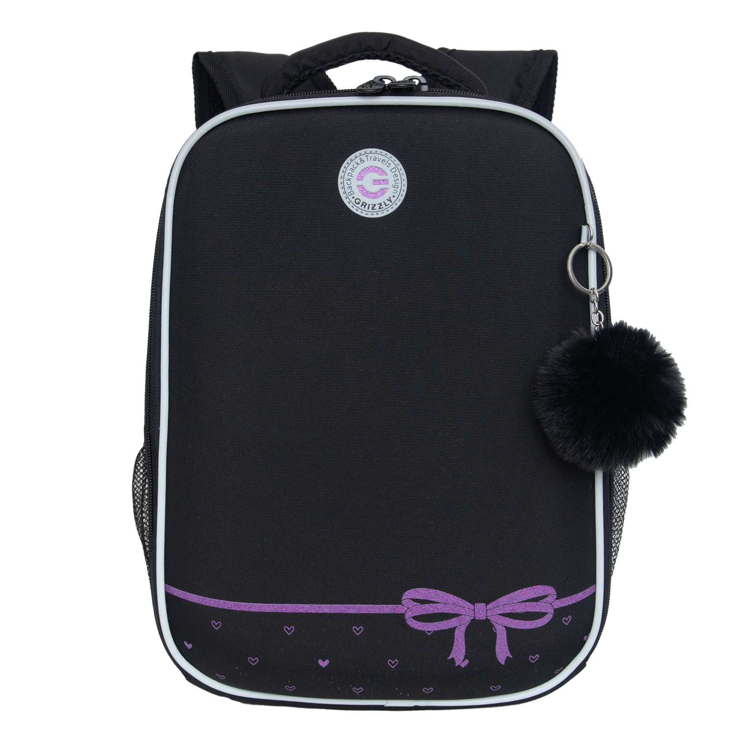 Рюкзак школьный Grizzly Черный-Лаванда RAw-496-1/1 - фото 1