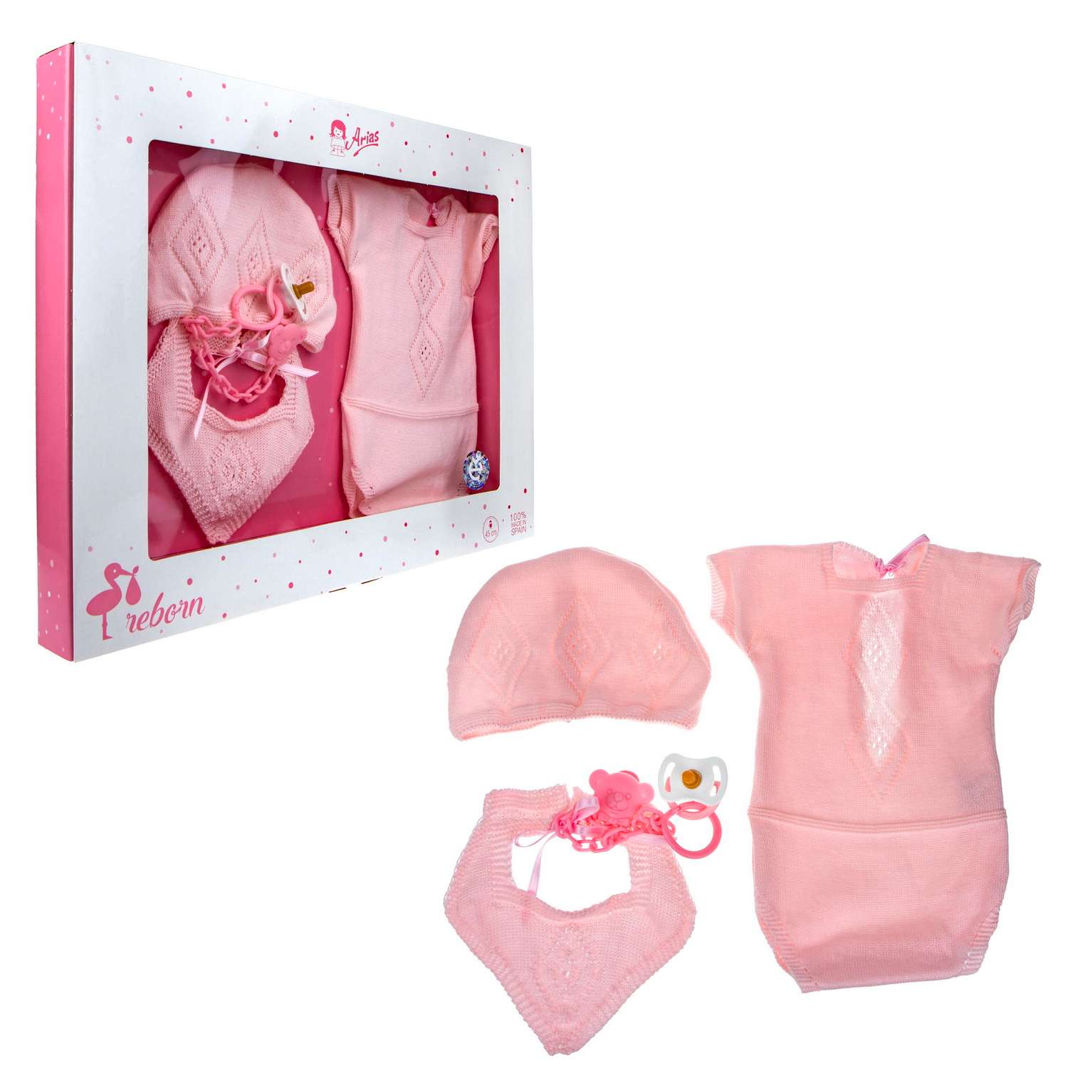 Одежда для куклы Arias 45 см розовая с цепочкой и соской Т22146 - фото 2