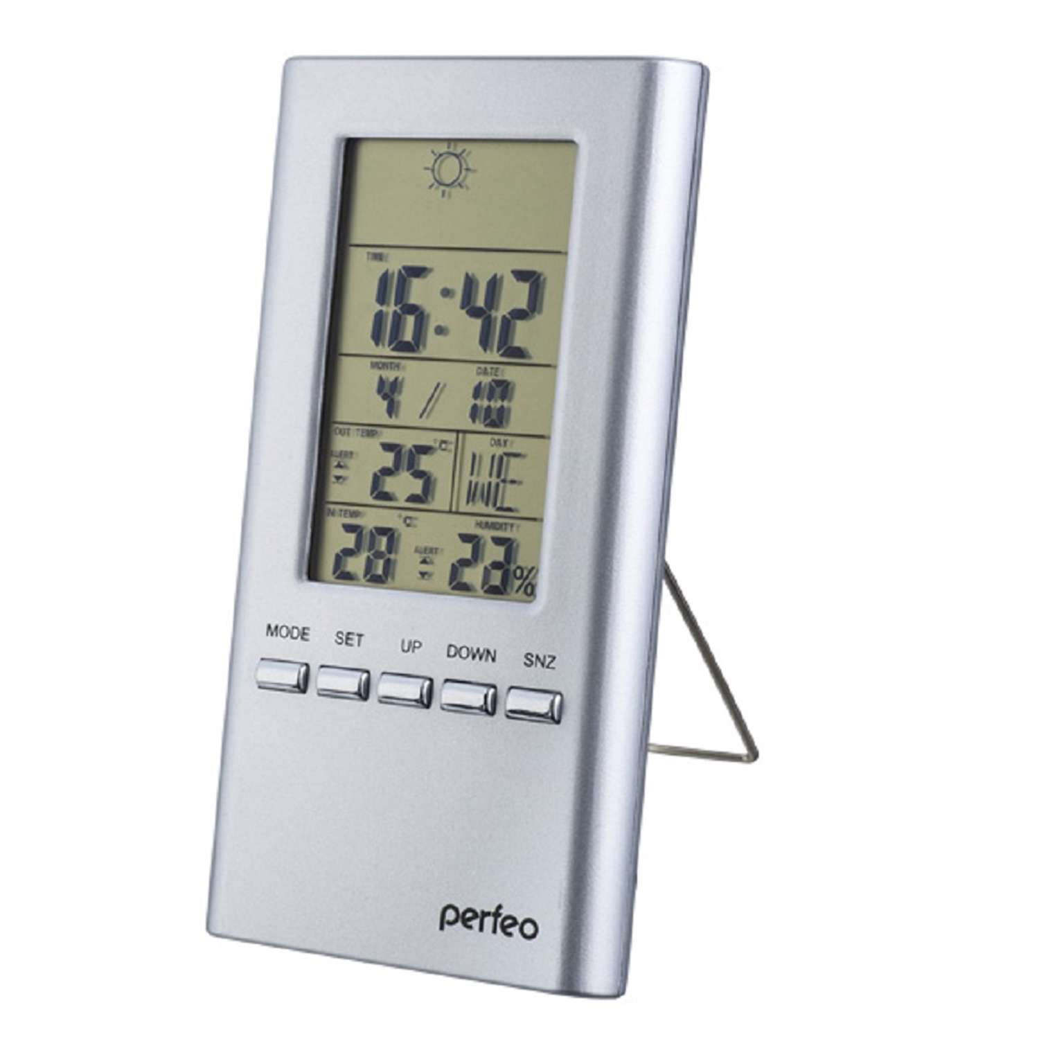 Часы-метеостанция Perfeo Meteo серебряный PF-S3331F время температура влажность - фото 1