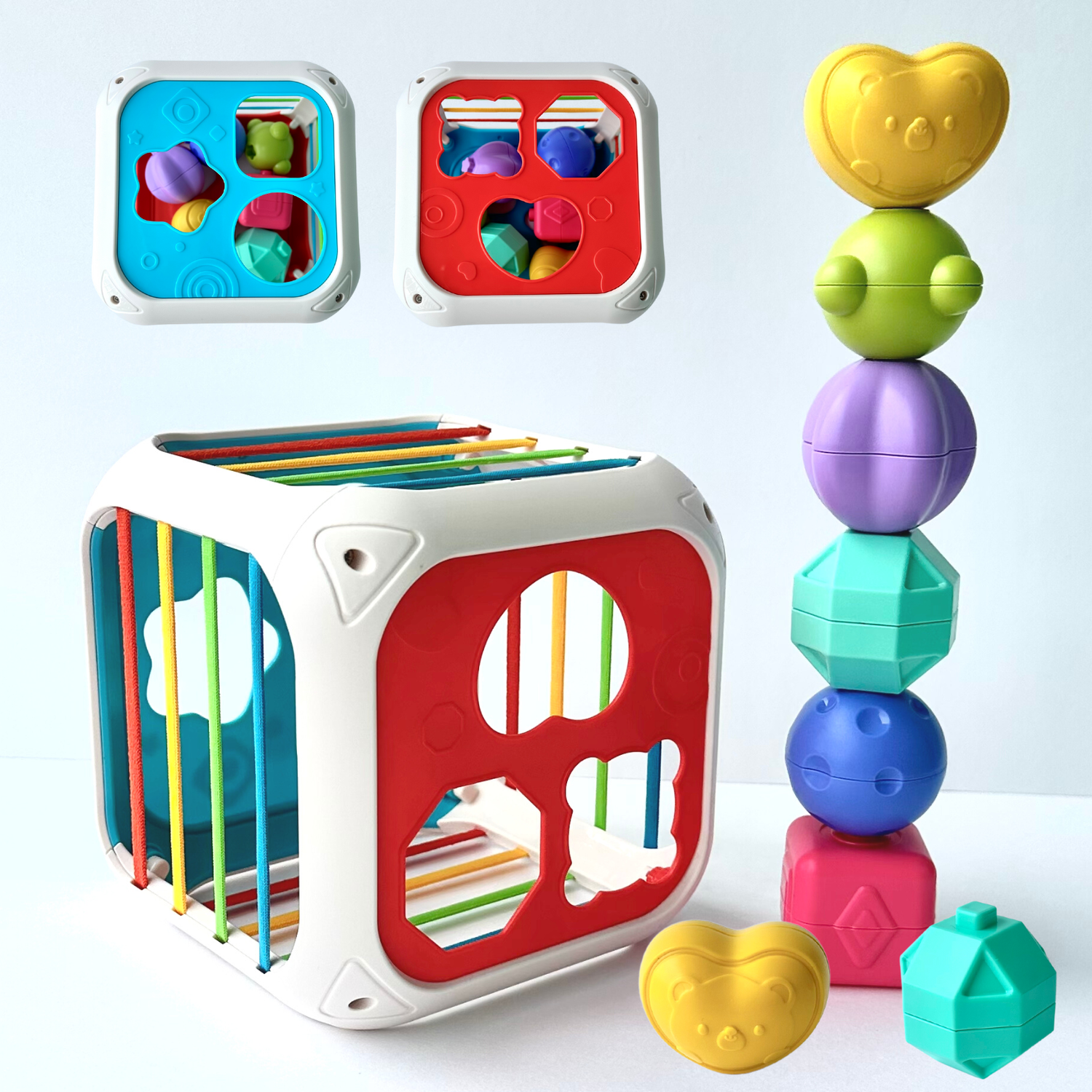 Сортер-куб Zeimas 6 фигурок монтессори с функцией погремушки развивающая игрушка - фото 3