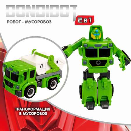 Трансформер-конструктор BONDIBON Bondibot Робот-мусоровоз 2 в 1 бело-зеленого цвета с отвёрткой