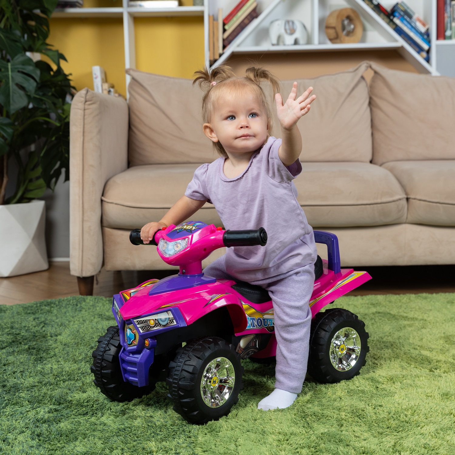 Каталка BabyCare Super ATV кожаное сиденье розовый фиолетовый - фото 9