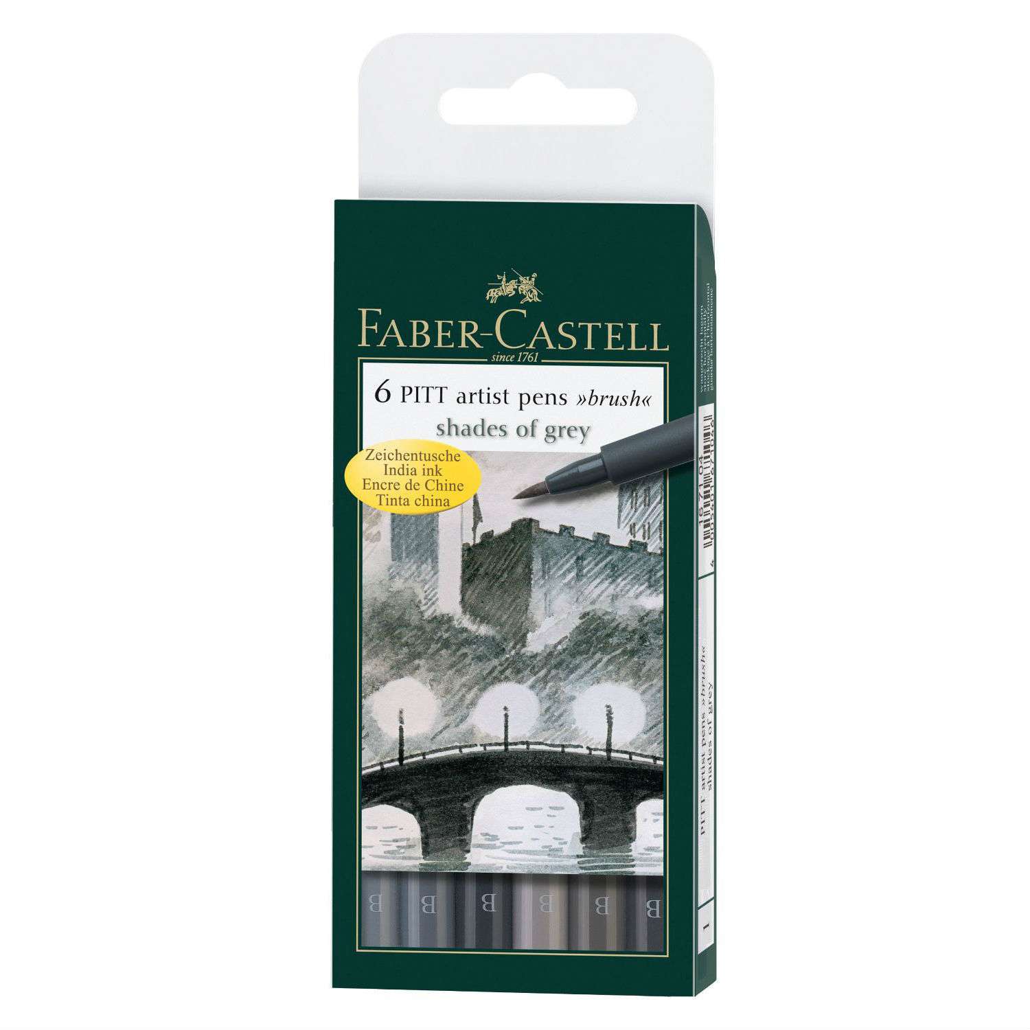 Набор ручек Faber Castell капиллярных PITT ARTIST PEN оттенки серого 6 шт. - фото 1