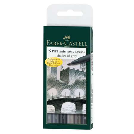 Набор ручек Faber Castell капиллярных PITT ARTIST PEN оттенки серого 6 шт.