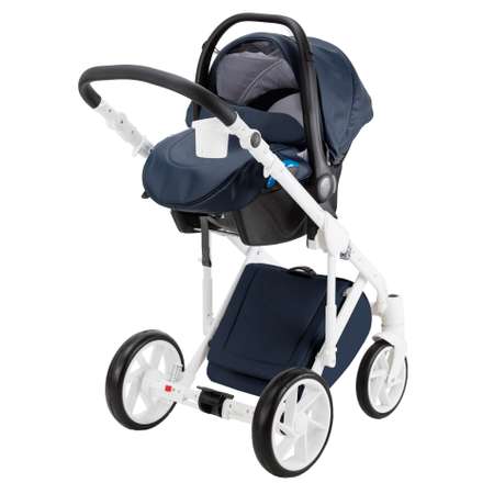 Коляска 3в1 BeBe-mobile Marconi 100% кожа BE7 Темно-синяя кожа+Темно-синяя перфорированная кожа