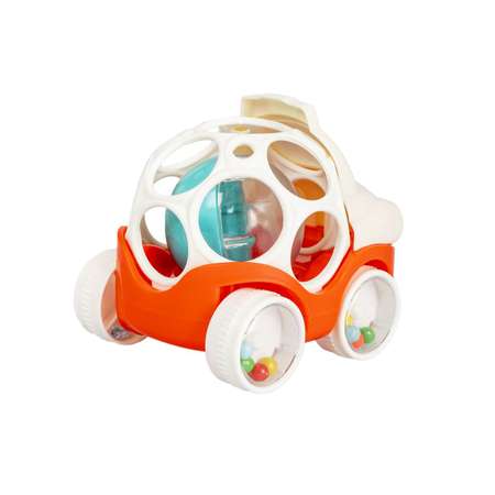 Машинка-погремушка BONDIBON Скорая Помощь с шаром бело-красного цвета серия Baby You