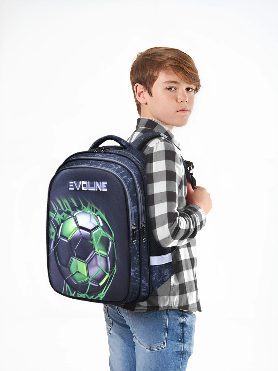 Рюкзак школьный Evoline Рюкзак для начальной школы ЭВА с мячом зеленый S700-ball-green - фото 14