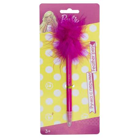 Ручка шариковая Kinderline Barbie с перьями BRFS-UA1-FB-BL1