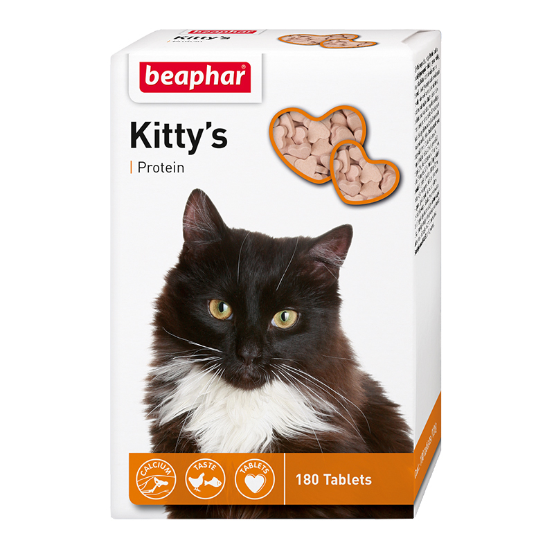 Витамины для кошек Beaphar Kittys Protein для укрепления здоровья и иммунитета 180таблеток - фото 1