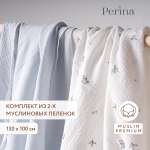 Комплект пеленок муслиновых 100х130 Perina Птички/Голубая пастель