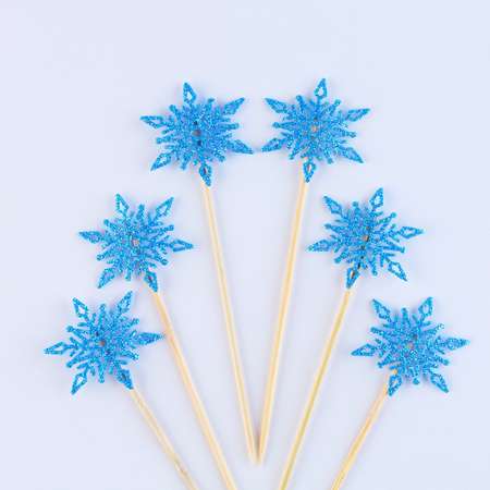 Шпажки Страна карнавалия «Снежинка» уголок в наборе 6 штук голубые