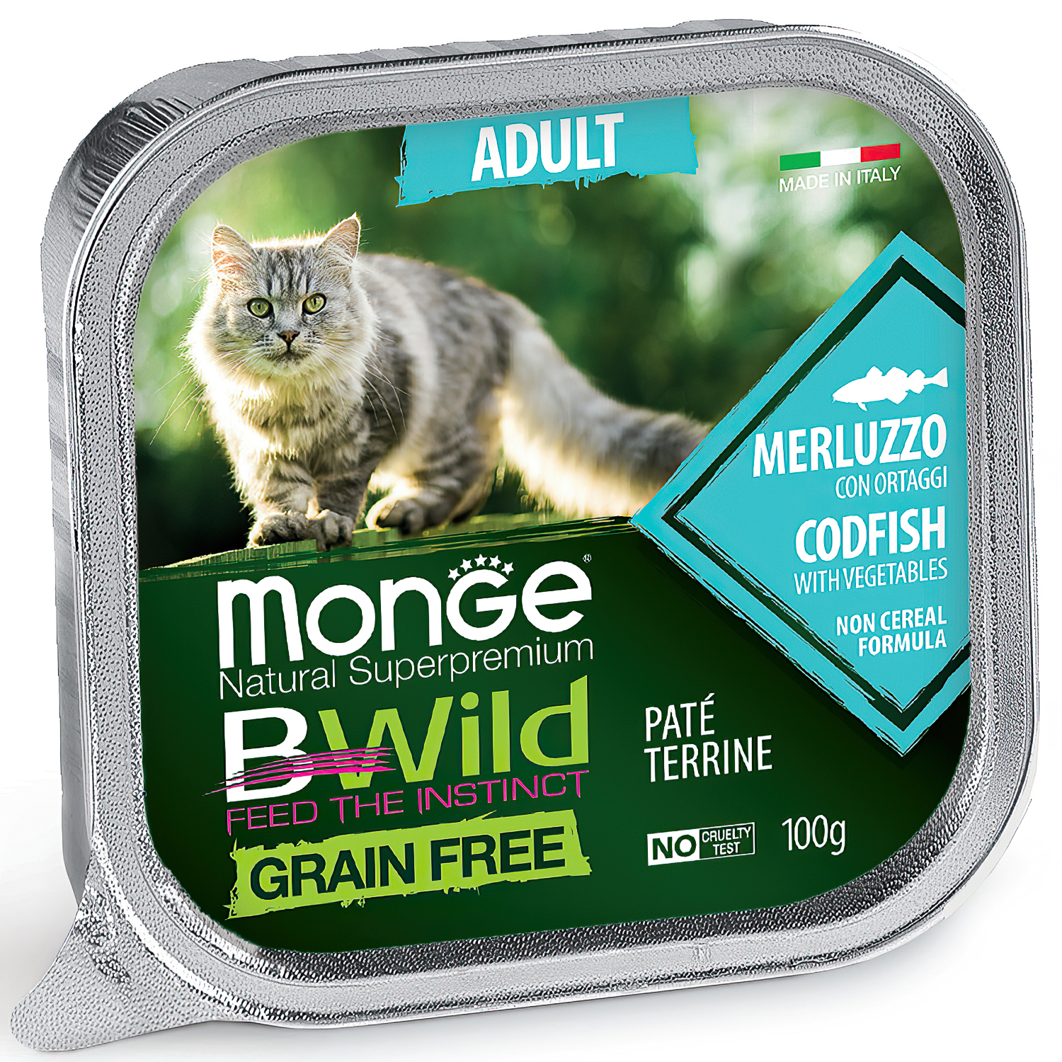 Корм для кошек MONGE BWild Grain free из трески с овощами консервированный 100г - фото 1