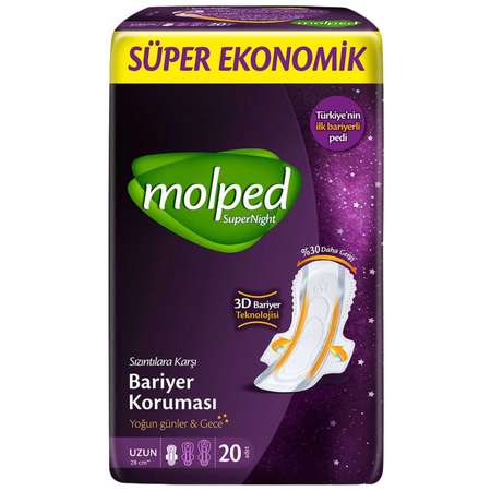 Гигиенические прокладки Molped Supernight long ночные 28 см 20 шт