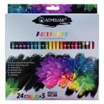 Карандаши цветные ACMELIAE двусторонние трехгранные 24 штуки 48 цветов и точилка в картонном футляре