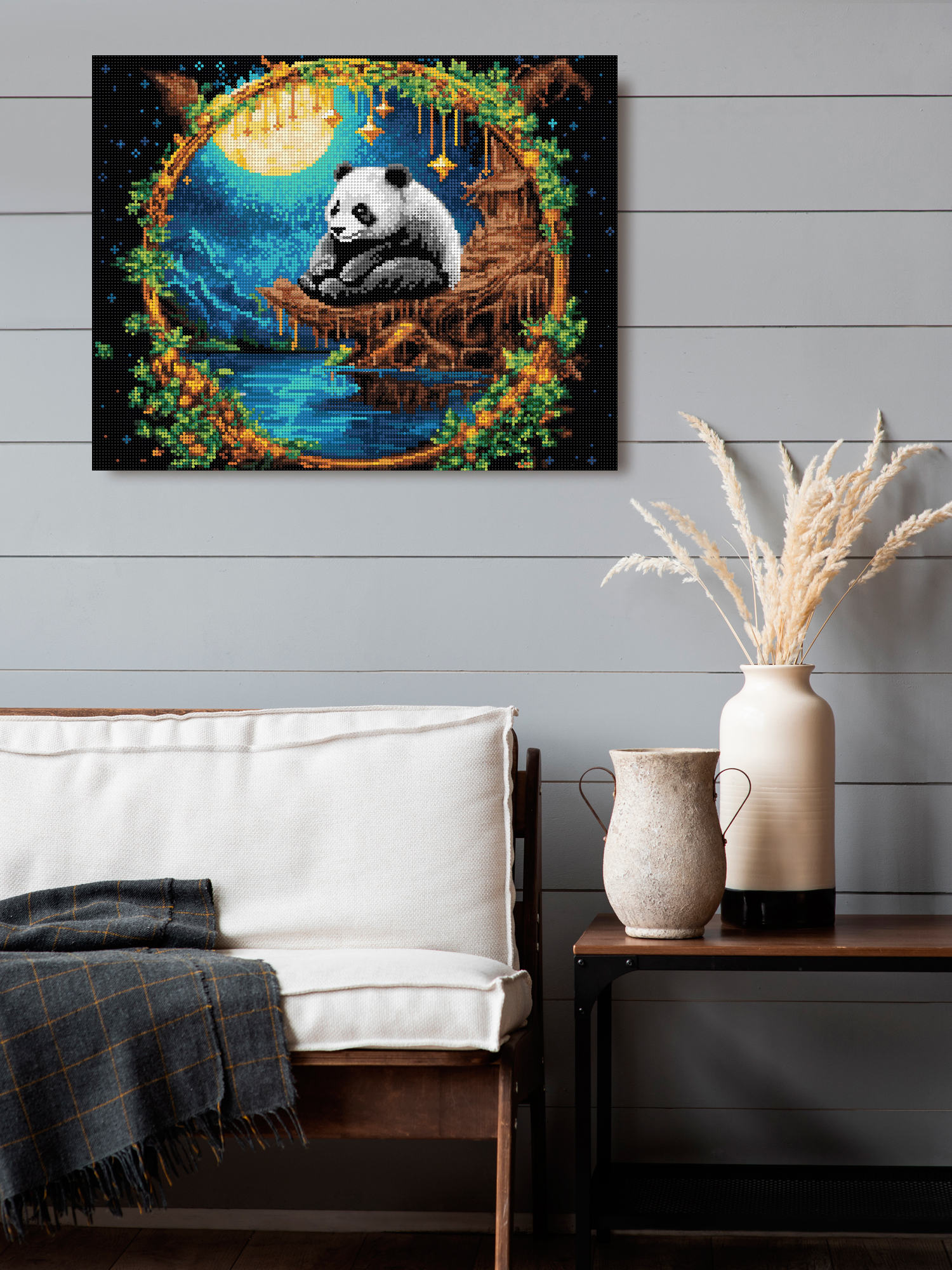 Алмазная мозаика Art on Canvas холст на деревянном подрамнике 40х50 см Сказочная панда - фото 3