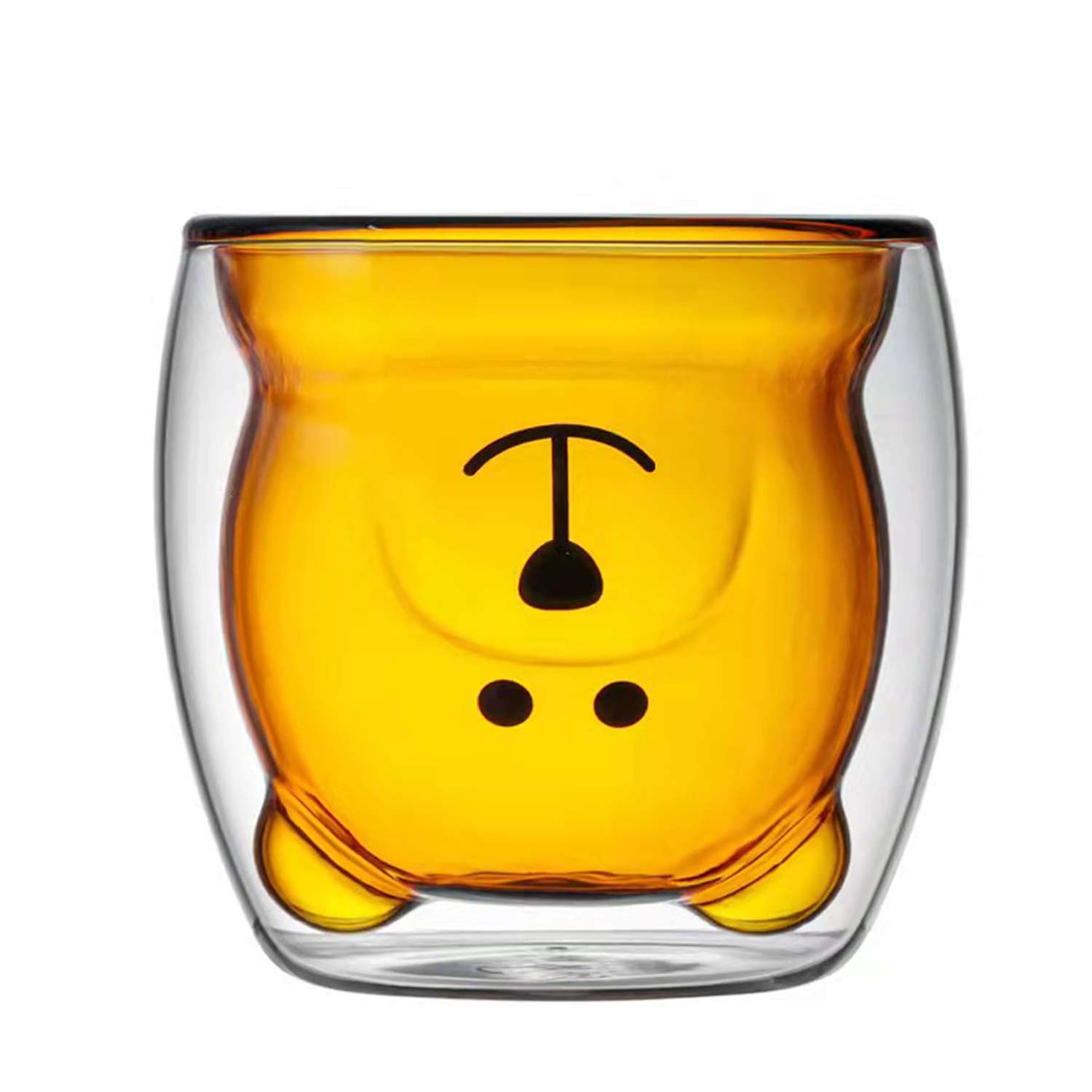 Стеклянный стакан KIMBERLY с двойными стенками желтый мишка 250 мл - фото 1