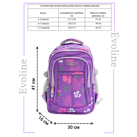 Рюкзак школьный Evoline Фиолетово-серый EVO-160-1
