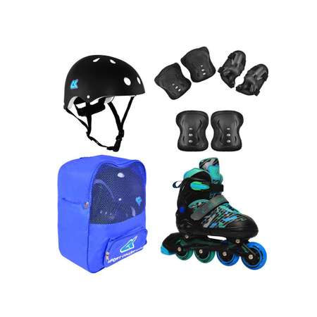 Набор роликовые коньки Sport Collection раздвижные Set Holiday Blue шлем и набор защиты в сумке размер M 34-37
